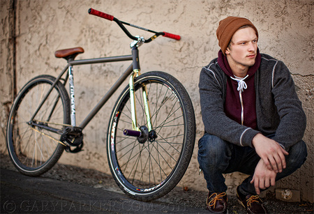 "Fixed Gear Freestyle" bikes, sometimes called "Fixies," has created a relatively new sport within cycling. These bikes have no brakes and are extremely difficult to master.  This is Forest Parker, a sponsored free style athlete.
