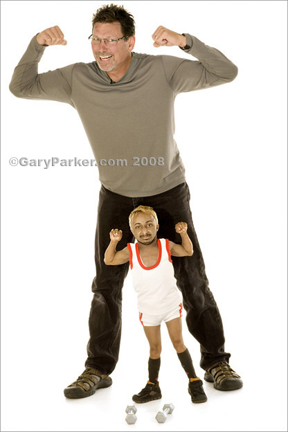 Photographer Gary Parker, 6'1", admits he is NOT smarter than a 5th grader and NOT as well-defined and pumped as his friend Romeo Dev, The World's Smallest Bodybuilder.... 