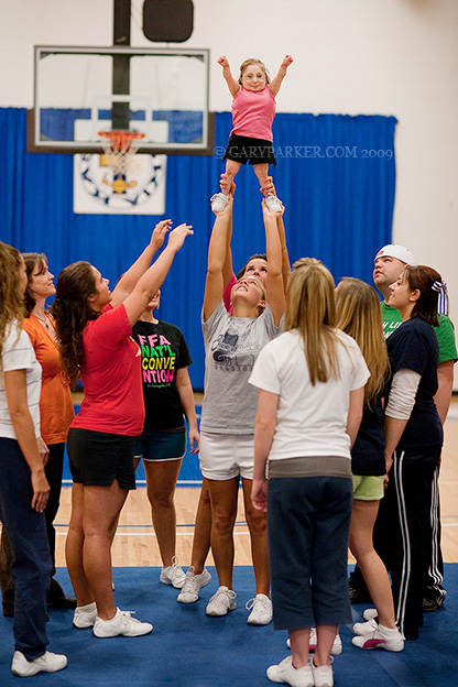 Bridgette, a lifelong cheerleader, tried out for and made the Kaskaskia College cheer squad as an incoming freshman, making her the World's Smallest Collegiate Cheerleader!  Brad, now in college, also made this college cheer team!