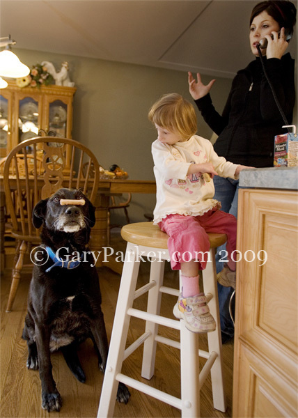 Kenadie (age 4) trains the dog