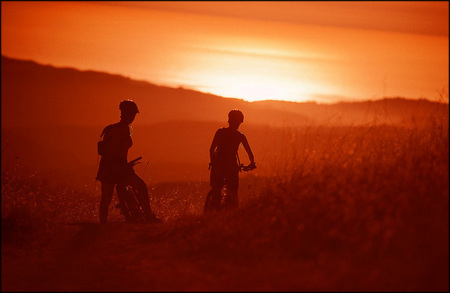 Mountain biking in hills above San Jose, CA