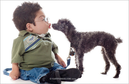 Chance Peters, 8, with his puppy.  Chance has SED-C Dwarfism, aka Spondylo Epiphyseal Dysplasia.  At 8 Chance is 28" tall and 28 pounds